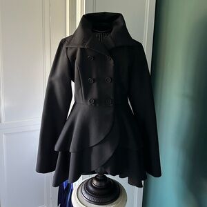 Elegant Black  Double-Breasted Coat/ High-End